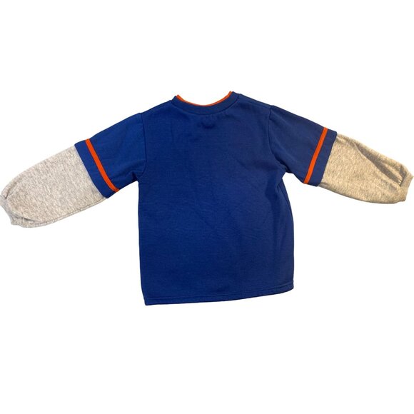 Simply Basic Boys Size 5T Long SLeeves Layered Tshirt Tee Basketball Blue Gray - Picture 2 of 3